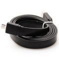 MicroUSB Datakabel / Tangle Free Flat Cable Zwart voor Tablets & Smartphones