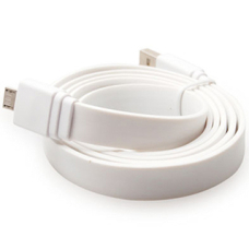 MicroUSB Datakabel / Tangle Free Flat Cable Wit voor Tablets & Smartphones